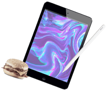 vapor wave ipad with Crispy McBacon